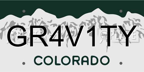 GR4V1TY Colorado License Plate
