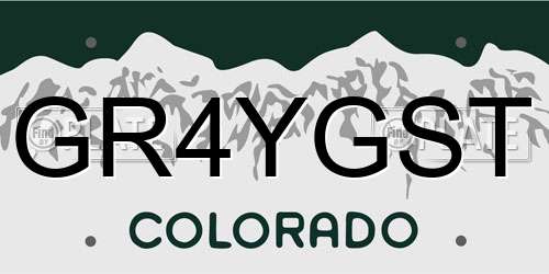 GR4YGST Colorado License Plate