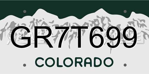 GR7T699 Colorado License Plate