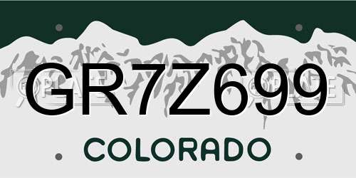 GR7Z699 Colorado License Plate