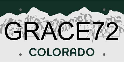 GRACE72 Colorado License Plate