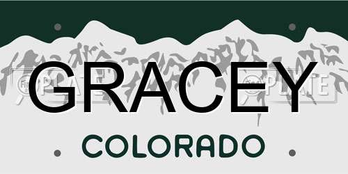 GRACEY Colorado License Plate
