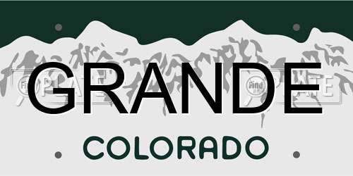 GRANDE Colorado License Plate