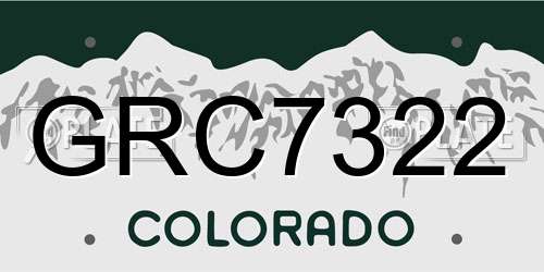 GRC7322 Colorado License Plate