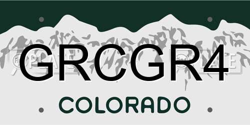 GRCGR4 Colorado License Plate