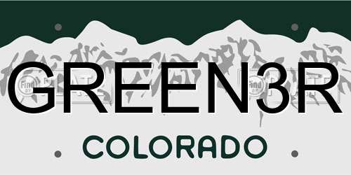 GREEN3R Colorado License Plate