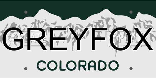 GREYFOX Colorado License Plate