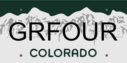 GRFOUR Colorado License Plate