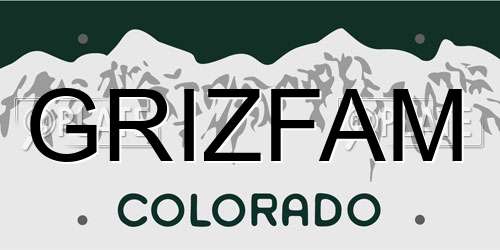 GRIZFAM Colorado License Plate