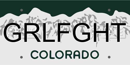 GRLFGHT Colorado License Plate