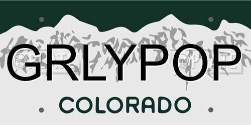 GRLYPOP Colorado License Plate