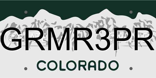 GRMR3PR Colorado License Plate