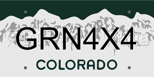 GRN4X4 Colorado License Plate