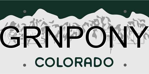 GRNPONY Colorado License Plate