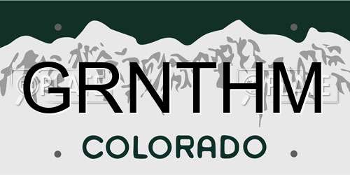 GRNTHM Colorado License Plate