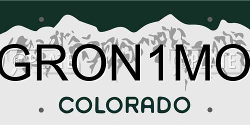 GRON1MO Colorado License Plate