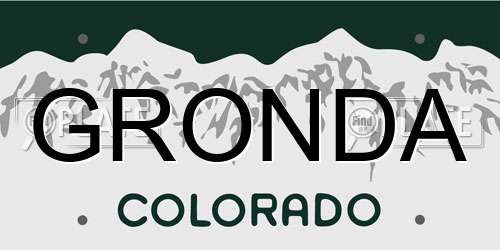 GRONDA Colorado License Plate