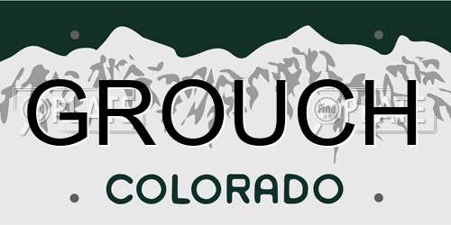 GROUCH Colorado License Plate