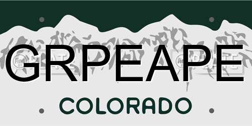 GRPEAPE Colorado License Plate