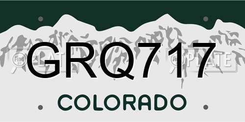 GRQ717 Colorado License Plate