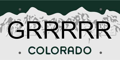 GRRRRR Colorado License Plate