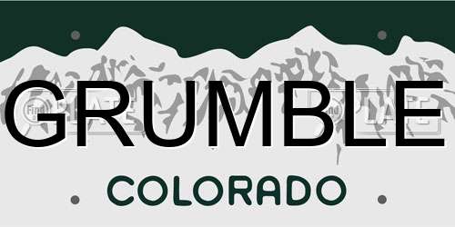 GRUMBLE Colorado License Plate