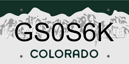 GS0S6K Colorado License Plate