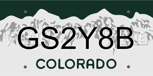 GS2Y8B Colorado License Plate