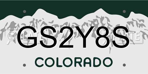 GS2Y8S Colorado License Plate
