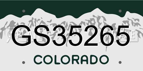 GS35265 Colorado License Plate