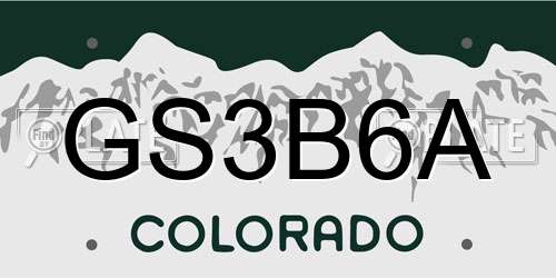 GS3B6A Colorado License Plate