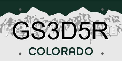 GS3D5R Colorado License Plate