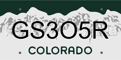 GS3O5R Colorado License Plate