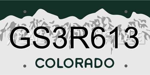 GS3R613 Colorado License Plate