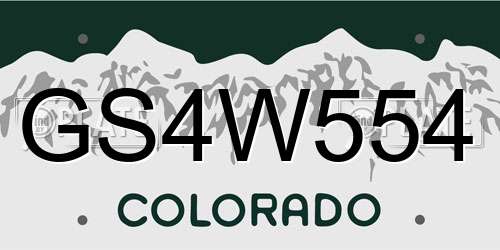 GS4W554 Colorado License Plate