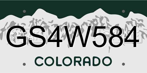 GS4W584 Colorado License Plate