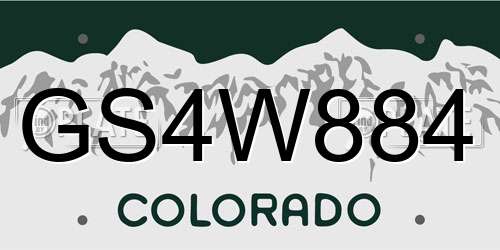 GS4W884 Colorado License Plate
