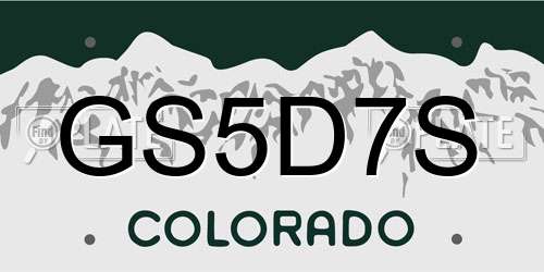 GS5D7S Colorado License Plate