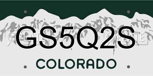 GS5Q2S Colorado License Plate
