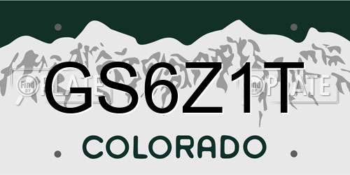 GS6Z1T Colorado License Plate