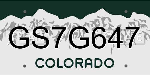 GS7G647 Colorado License Plate