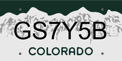 GS7Y5B Colorado License Plate
