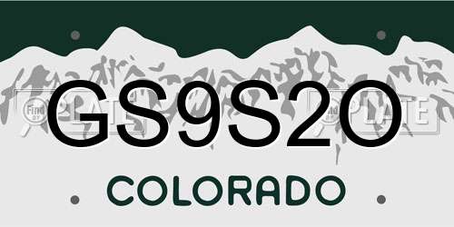 GS9S2O Colorado License Plate