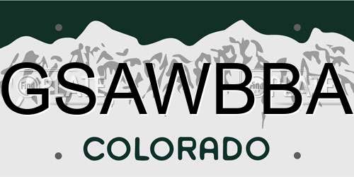 GSAWBBA Colorado License Plate