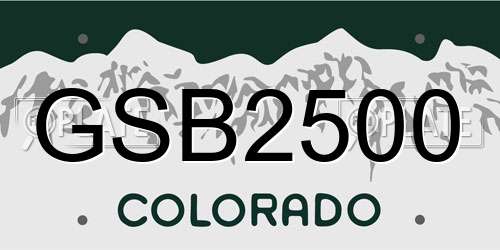 GSB2500 Colorado License Plate