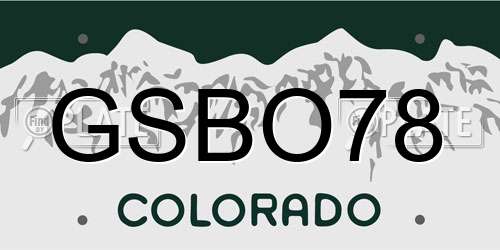 GSBO78 Colorado License Plate