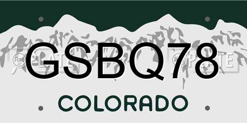 GSBQ78 Colorado License Plate