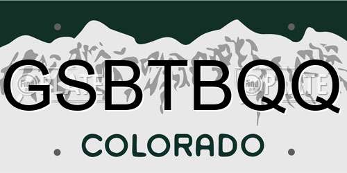 GSBTBQQ Colorado License Plate