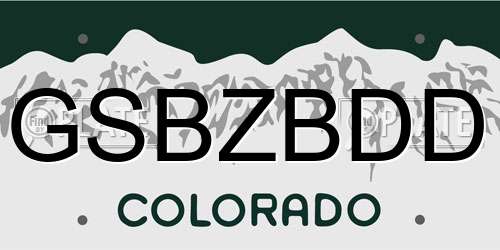 GSBZBDD Colorado License Plate