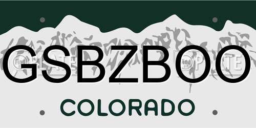 GSBZBOO Colorado License Plate